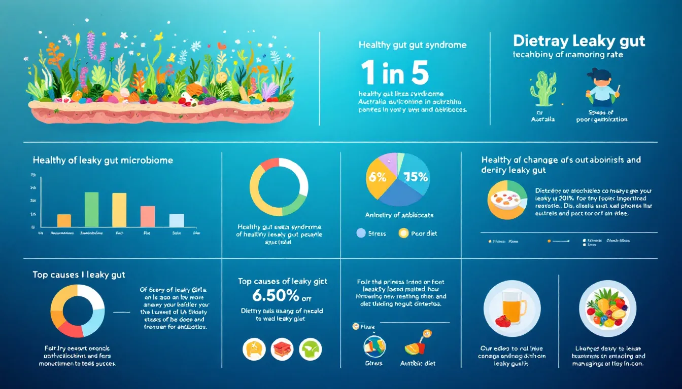 An infographic illustrating dietary changes for managing leaky gut.