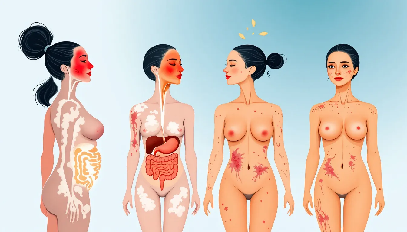 An illustration representing food sensitivities and their effects on the body.