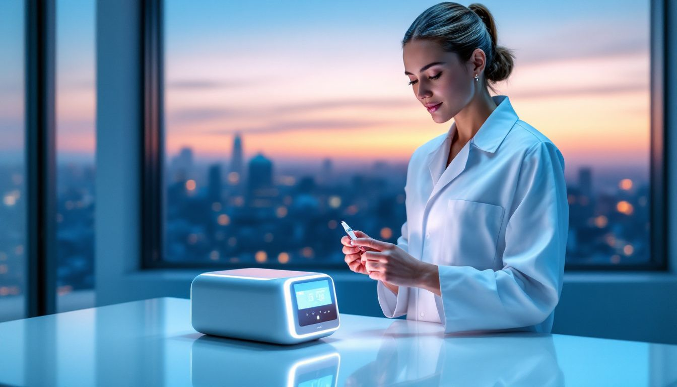 A person preparing for a home blood test safely.
