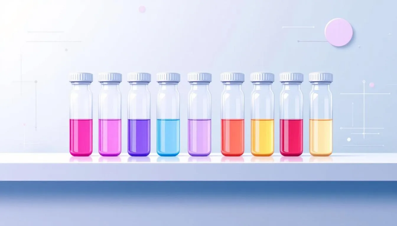 A visual representation of a hormone profile test setup, showing various blood test vials.