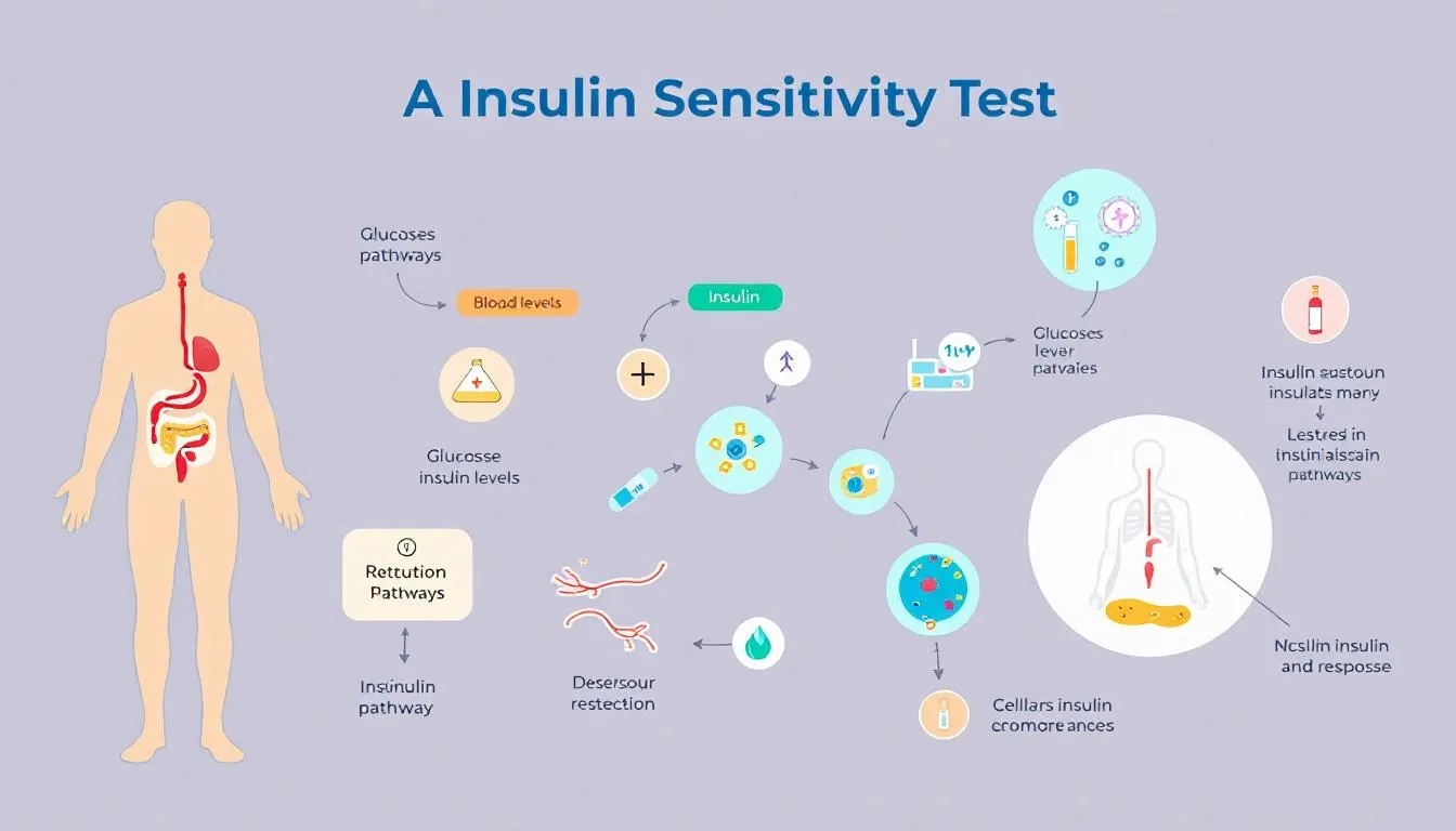 An illustration showing the process of an insulin sensitivity test.